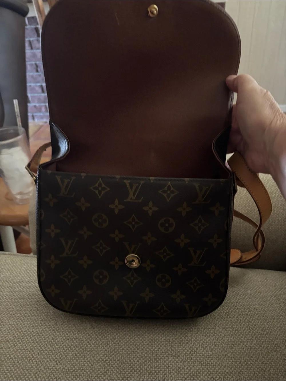 Louis Vuitton Monogram Canvas Messenger Bag with Tan Leather Trim